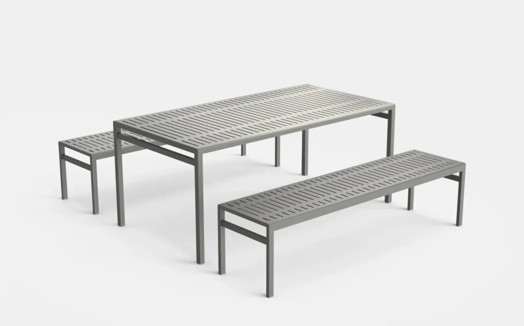 San Antonio steel picnic table with backless benches