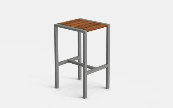 San Antonio Wood Backless Barstool with steel frame and wood seat