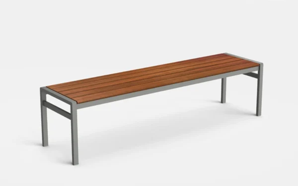 San Antonio Wood Backless Bench with steel frame and wood seat