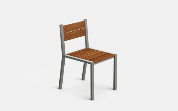 San Antonio Wood Chair with steel frame and wood seat and back