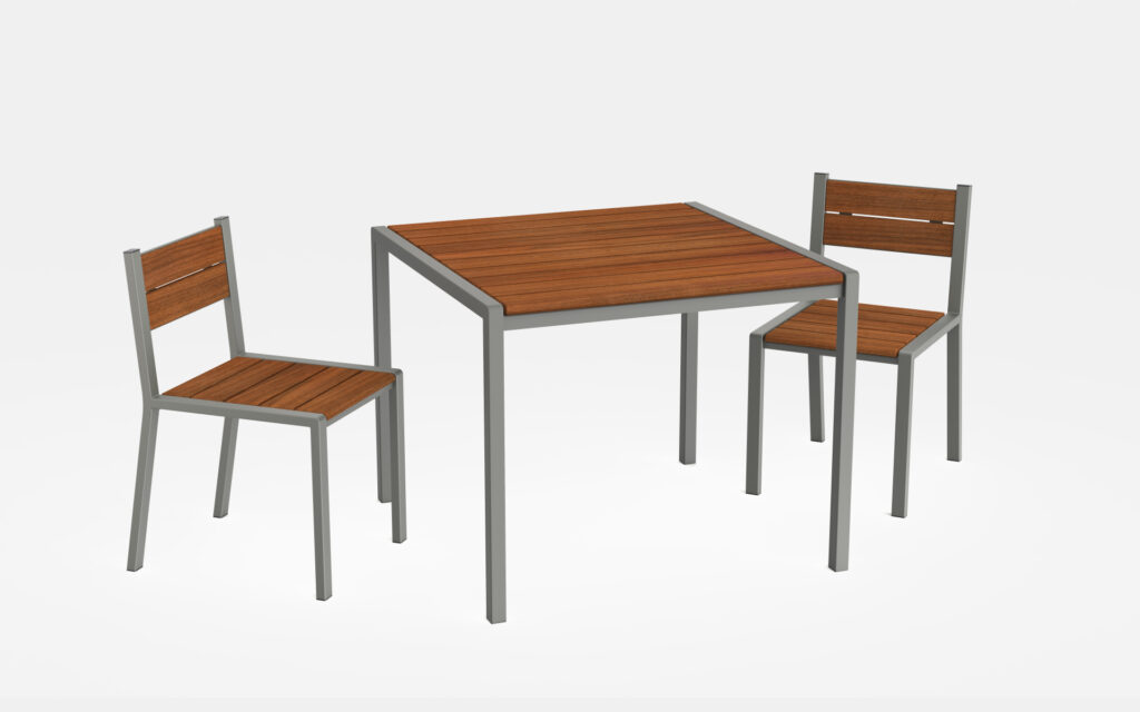 San Antonio wood dining table with wood dining chairs