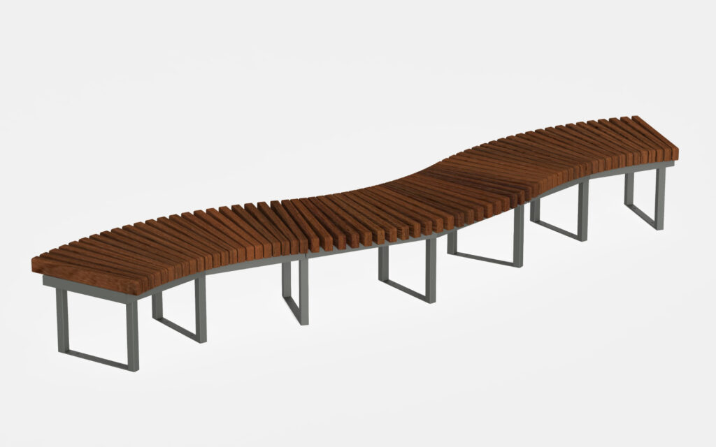 curved kebony bench