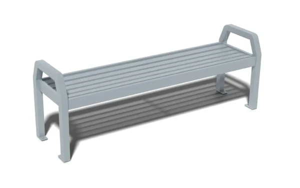 Ventura Park Backless Bench steel bench with silver powder coat finish
