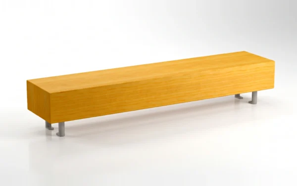 Mammoth Beam Backless Bench formed from a single glue laminated Alaskan Yellow Cedar beam