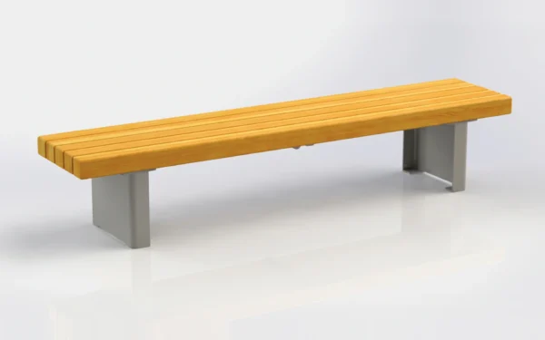 Mammoth Post Backless Bench with an Alaskan Yellow Cedar timber seat on steel plate legs
