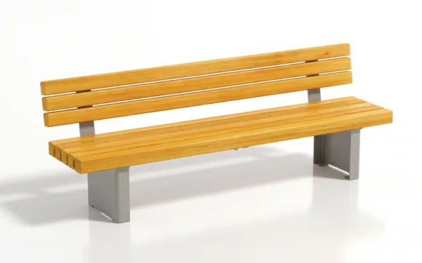 Mammoth Post Bench with an Alaskan Yellow Cedar timber seat and backrest on steel frames