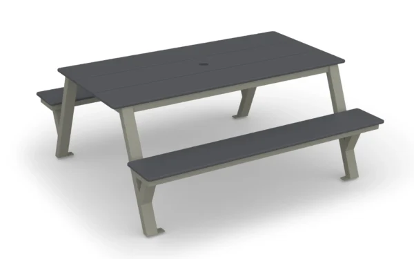 Connected Steel Picnic Table with HDPE Plastic Surface