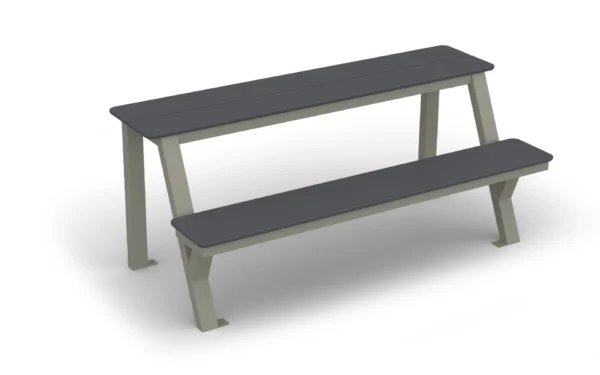 Connected Steel Half Width Picnic Table with HDPE Plastic Surface