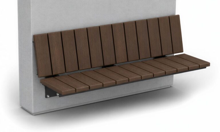Cantilever Wall Mount Ipe Bench with Backrest