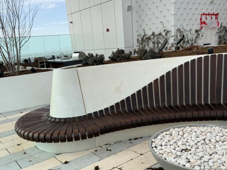 custom milled kebony commercial bench