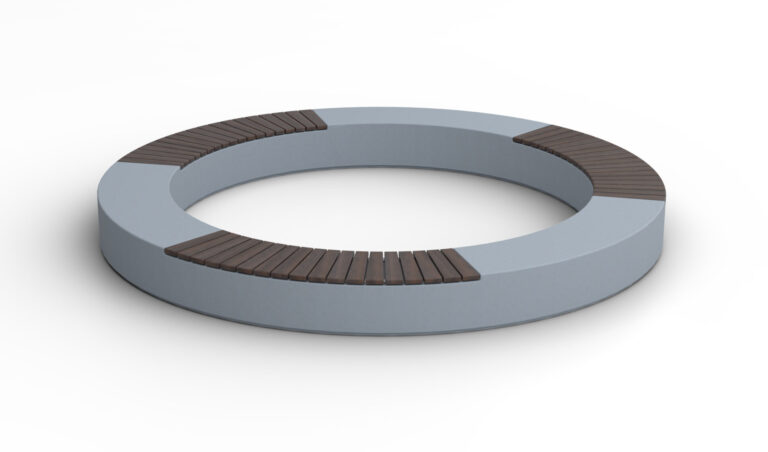 Semi-custom Wood Site Bench Curved on Concrete