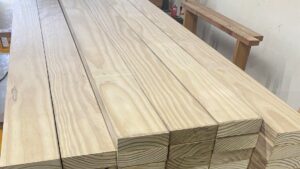 Accoya boards milled and stacked in the DM Braun shop