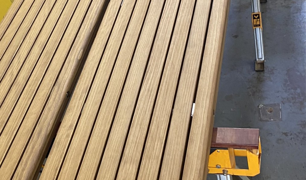 Finished Accoya bench slats after machining
