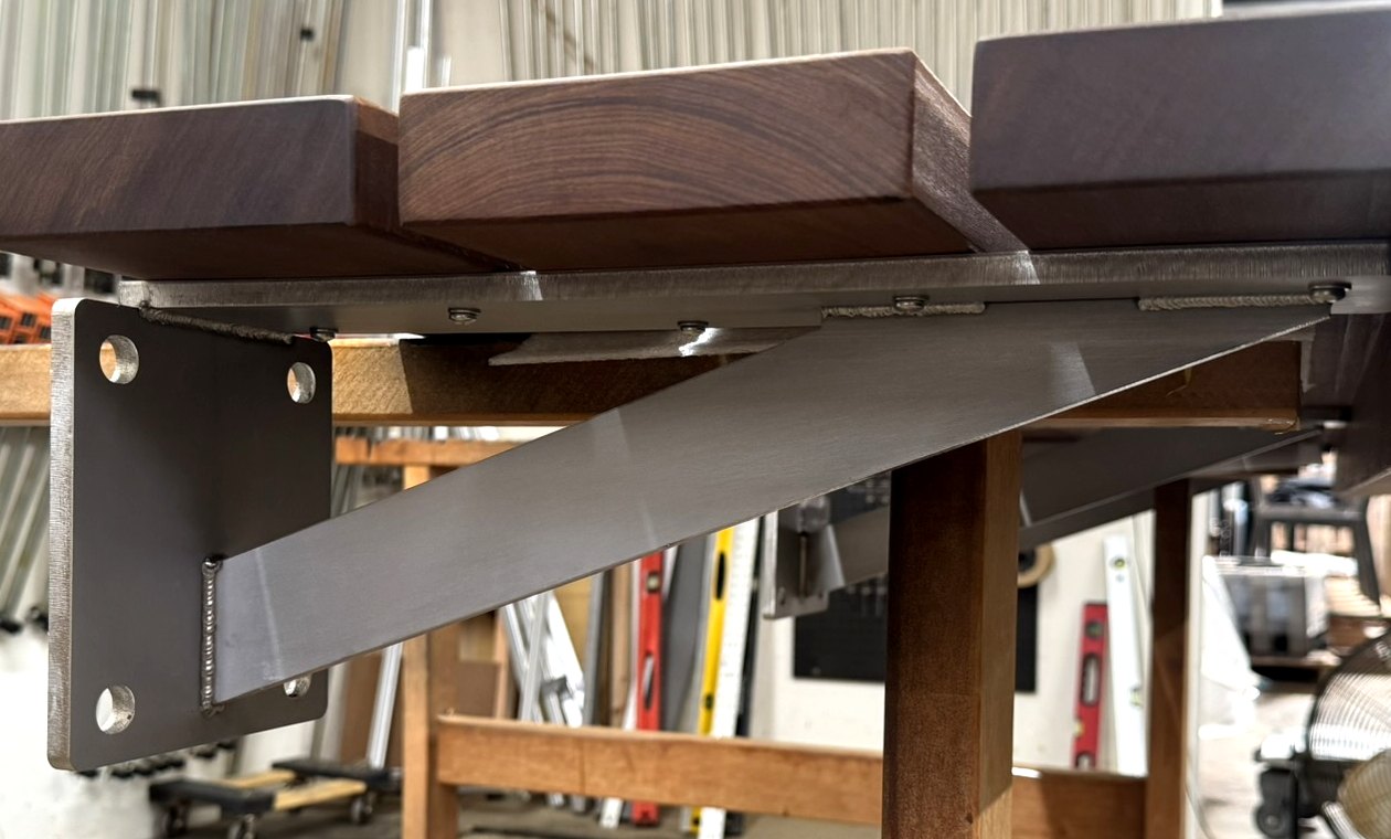 Steel Cantilever Wall bench frame with bolt-hole mounting plate