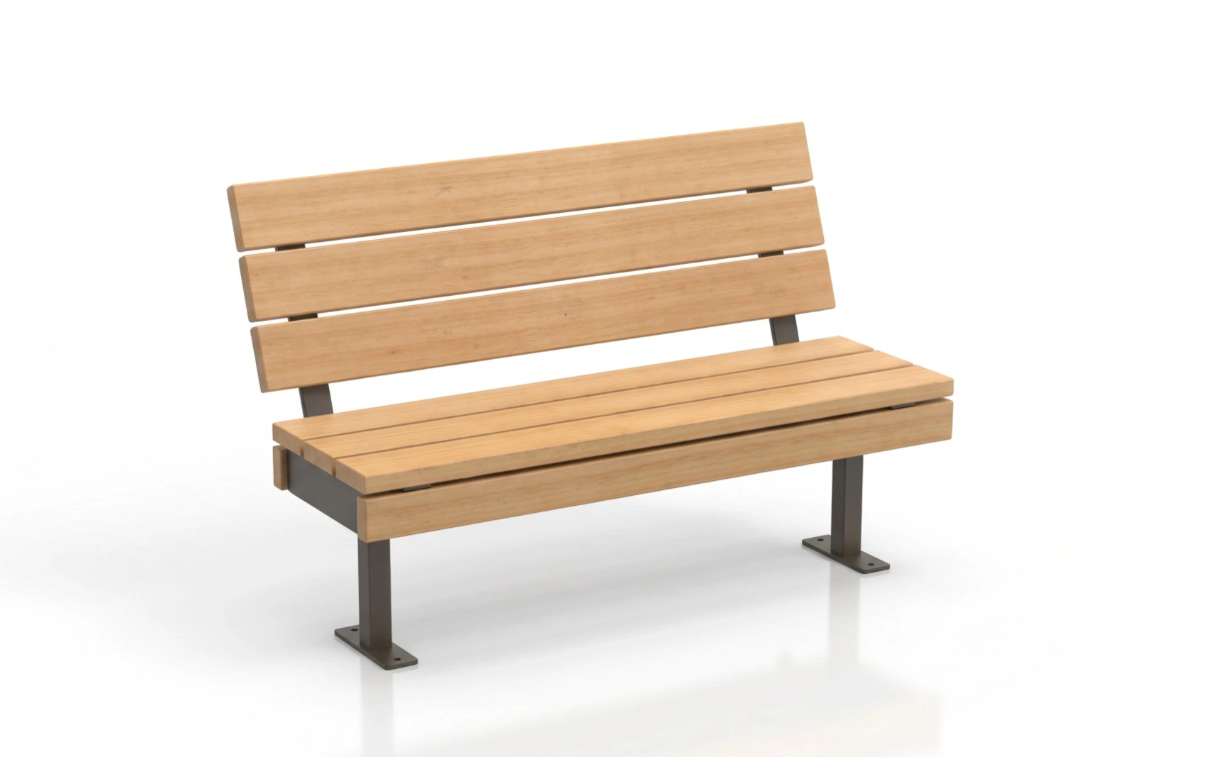 Alpine 1 Bench with wood slat backrest and powder coated steel frame
