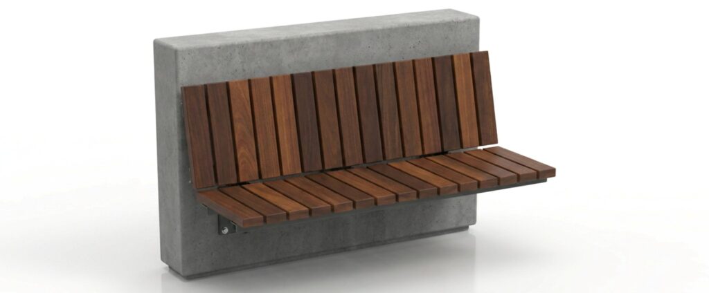 Cantilever Wall Mount Bench with Backrest in Ipe