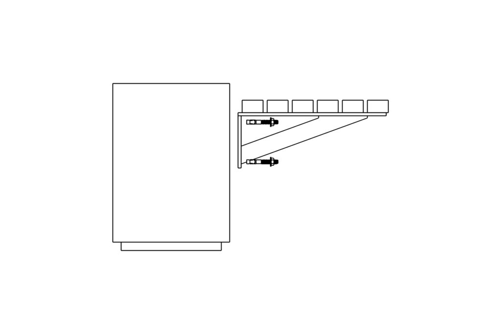 Backless Cantilever Wall Mount Bench Anchoring Diagram