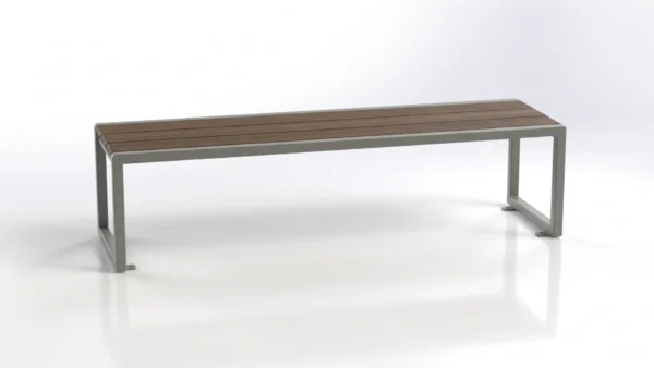 Forest Park Backless Bench with wood slats on a powder coated steel frame