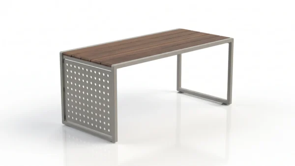 Forest Park Picnic Table with dot pattern laser cut end panel and wood top