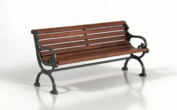 Victoria Square Victorian park bench with cast aluminum scroll frame and wood slats