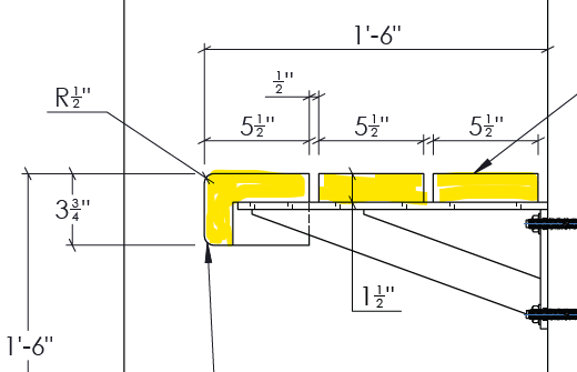 Section drawing of the custom BraunMark front board wrapping down to a 3¾" face