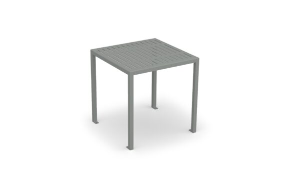 San Antonio Bistro Table, a 29.75-inch square all steel table with a slatted top and powder coat finish